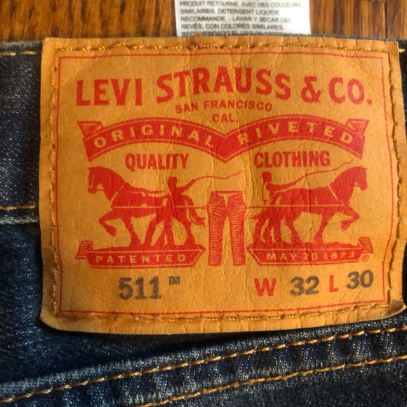 Levi's 511 Men's Dark Blue Distressed Slim Straight Jeans - Picture 7 of 7